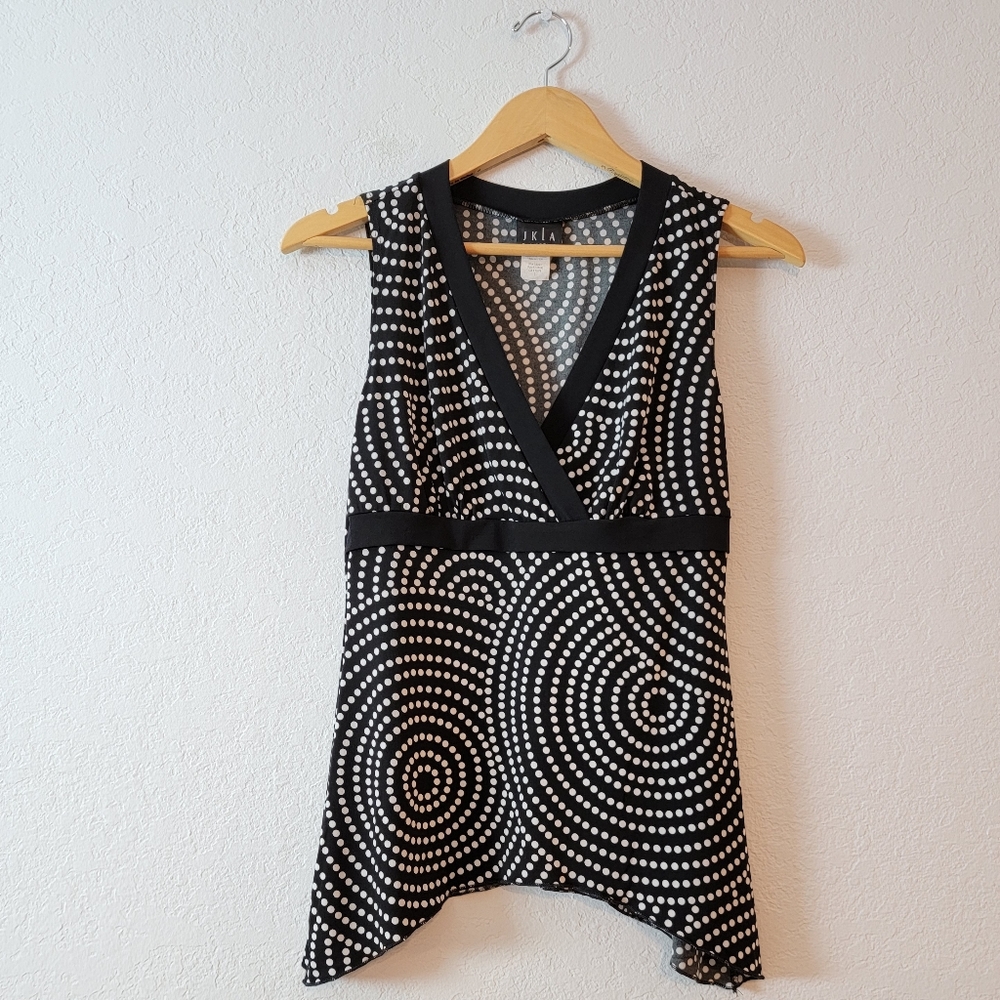 Vintage Polka Dot 90s Black And White Assymetrical Tank Top Blouse Small